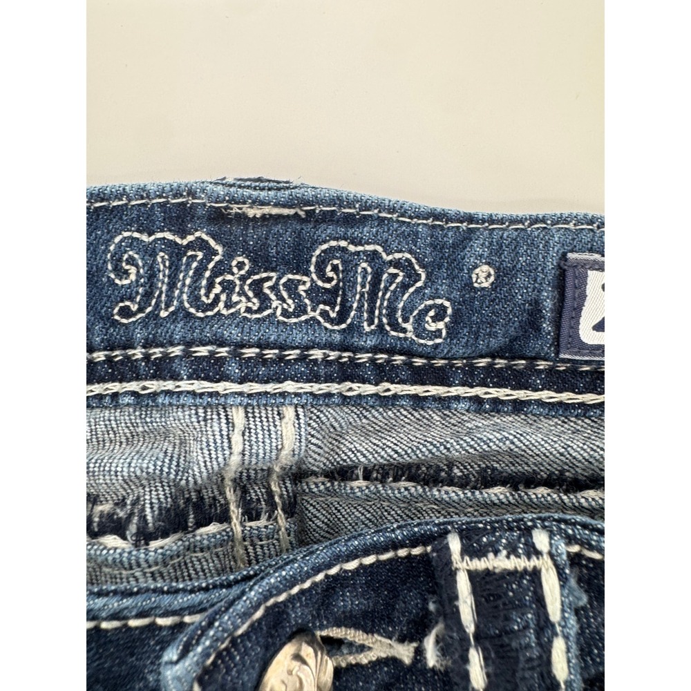 Miss Me Bradbury Bootcut Jeans Womens 28 Blue Crystal Embellished Flap Pocket - Picture 4 of 16